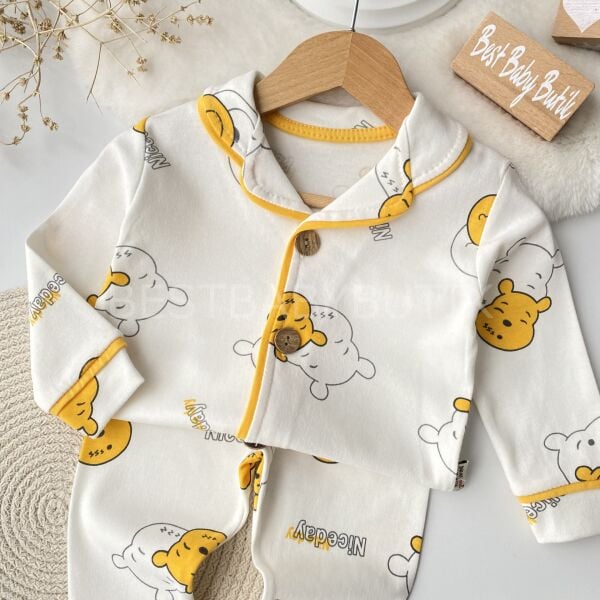 Winnie Pooh Karakterli Gömlek Yaka Pijama Takımı