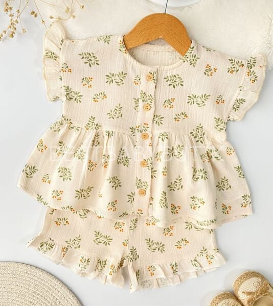 Viola Minik Çiçekli Robalı Müslin Takım