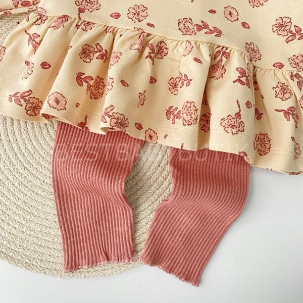 Çiçek Yaka Detaylı Fırfırlı Balon Kol 2’Li Takım