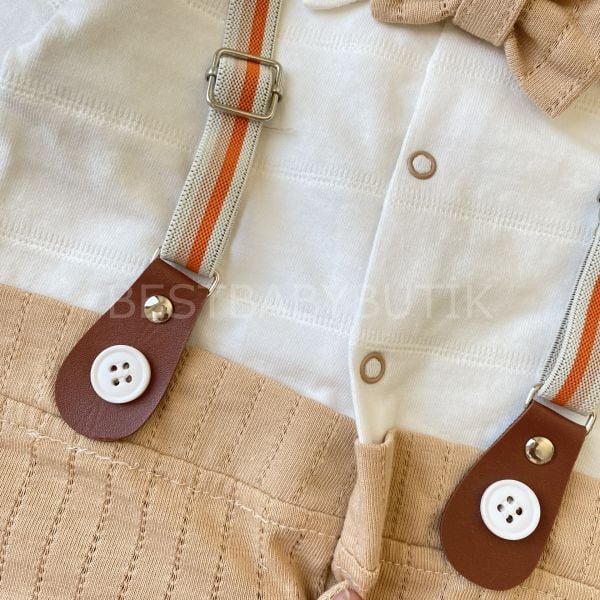 ANDERSON SEYYAR PAPYON VE ŞAPKA DETAYLI ASKILI TULUM SETİ 3-6 AY