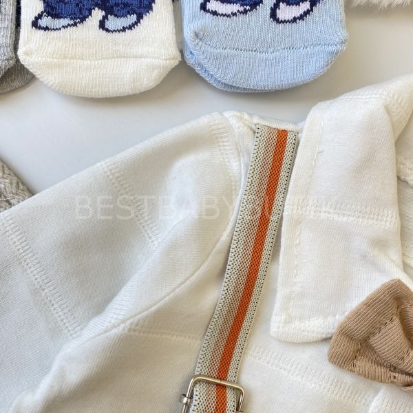 ANDERSON SEYYAR PAPYON VE ŞAPKA DETAYLI ASKILI TULUM SETİ 3-6 AY