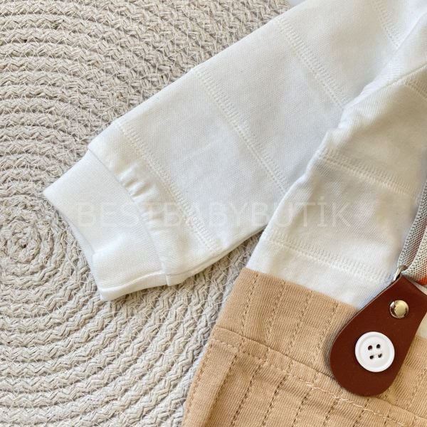 ANDERSON SEYYAR PAPYON VE ŞAPKA DETAYLI ASKILI TULUM SETİ 3-6 AY