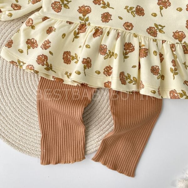 Çiçek Yaka Detaylı Fırfırlı Balon Kol 2’Li Takım