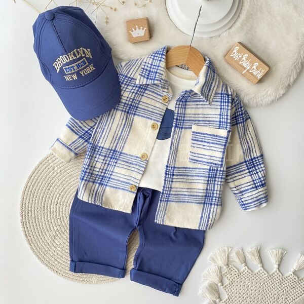 BROOKLYN Şapkalı Ekose Gömlekli 4’LÜ Takım (1-4 YAŞ)