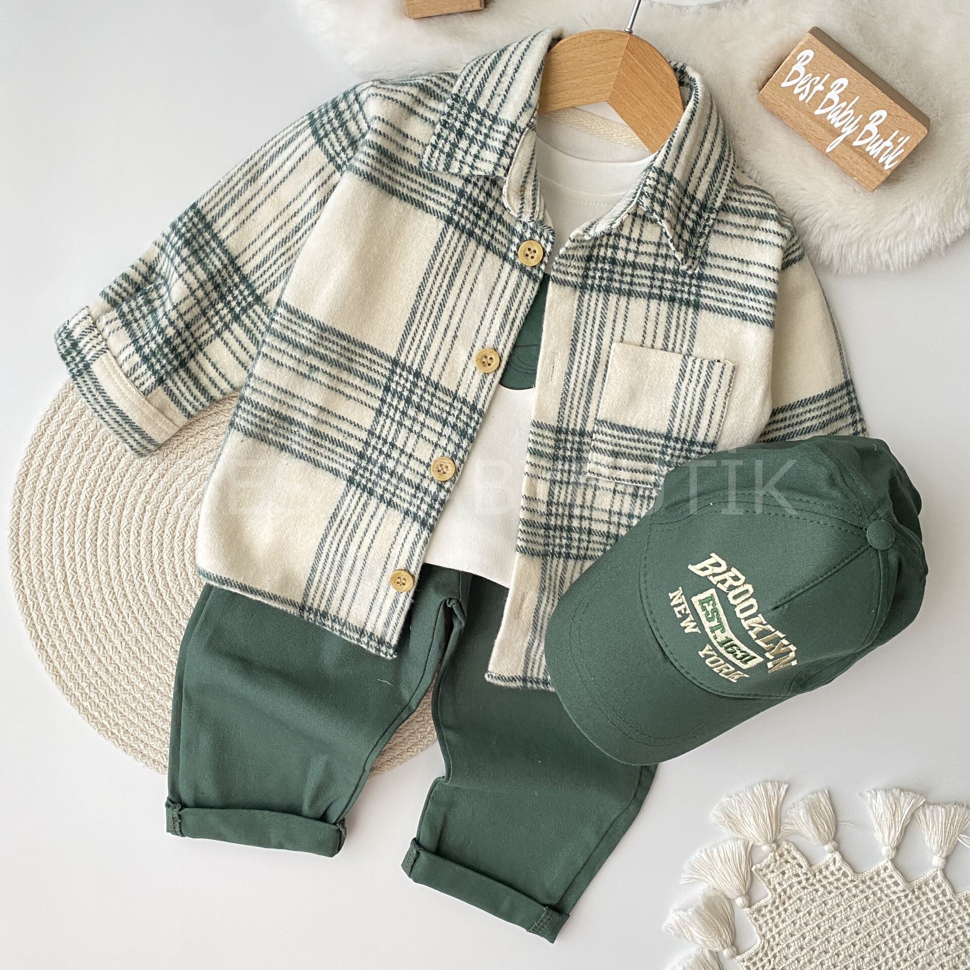 BROOKLYN Şapkalı Ekose Gömlekli 4’LÜ Takım (1-4 YAŞ)