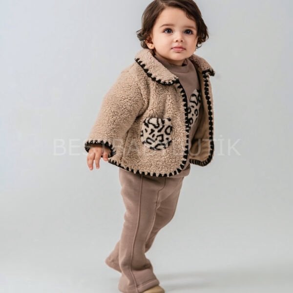 Leopar Desenli Montlu Şardonlu 3’Lü Takım