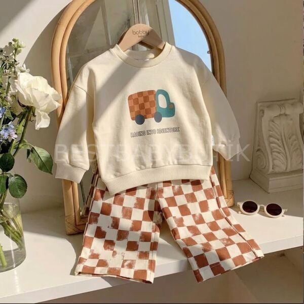 Kamyon Detaylı Damalı Oversize Takım