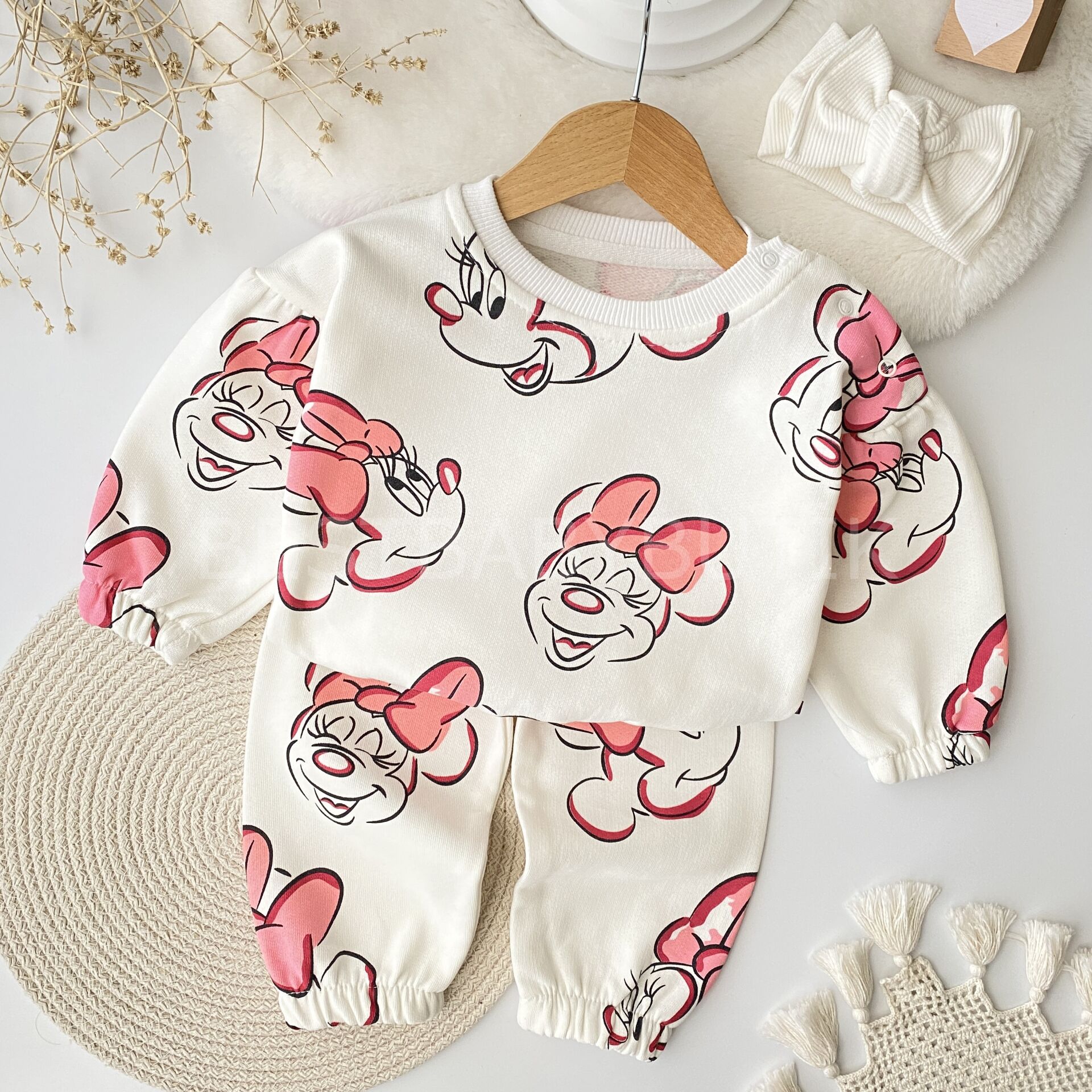 Minnie Mause Balon Kol Detaylı Şardonlu 2’Li Takım