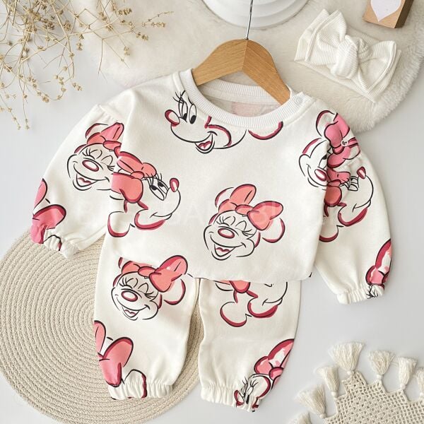 Minnie Mause Balon Kol Detaylı Şardonlu 2’Li Takım