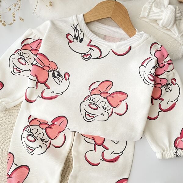 Minnie Mause Balon Kol Detaylı Şardonlu 2’Li Takım