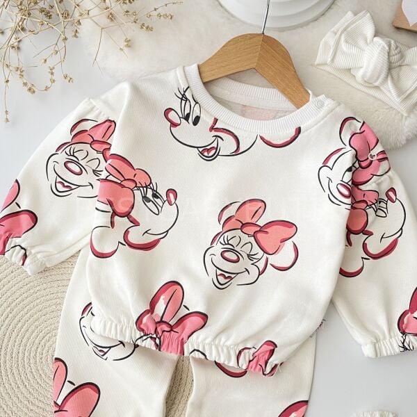 Minnie Mause Balon Kol Detaylı Şardonlu 2’Li Takım