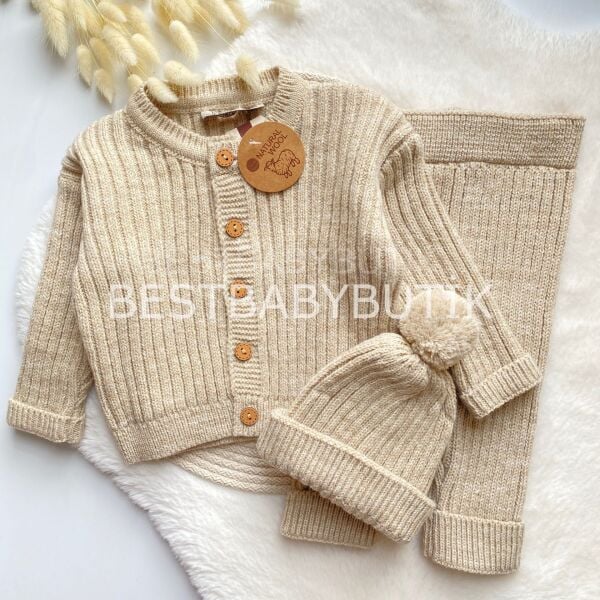 NATURAL WOOL 3 PARÇA TRİKO YÜN ÖRGÜ TAKIM ☃️