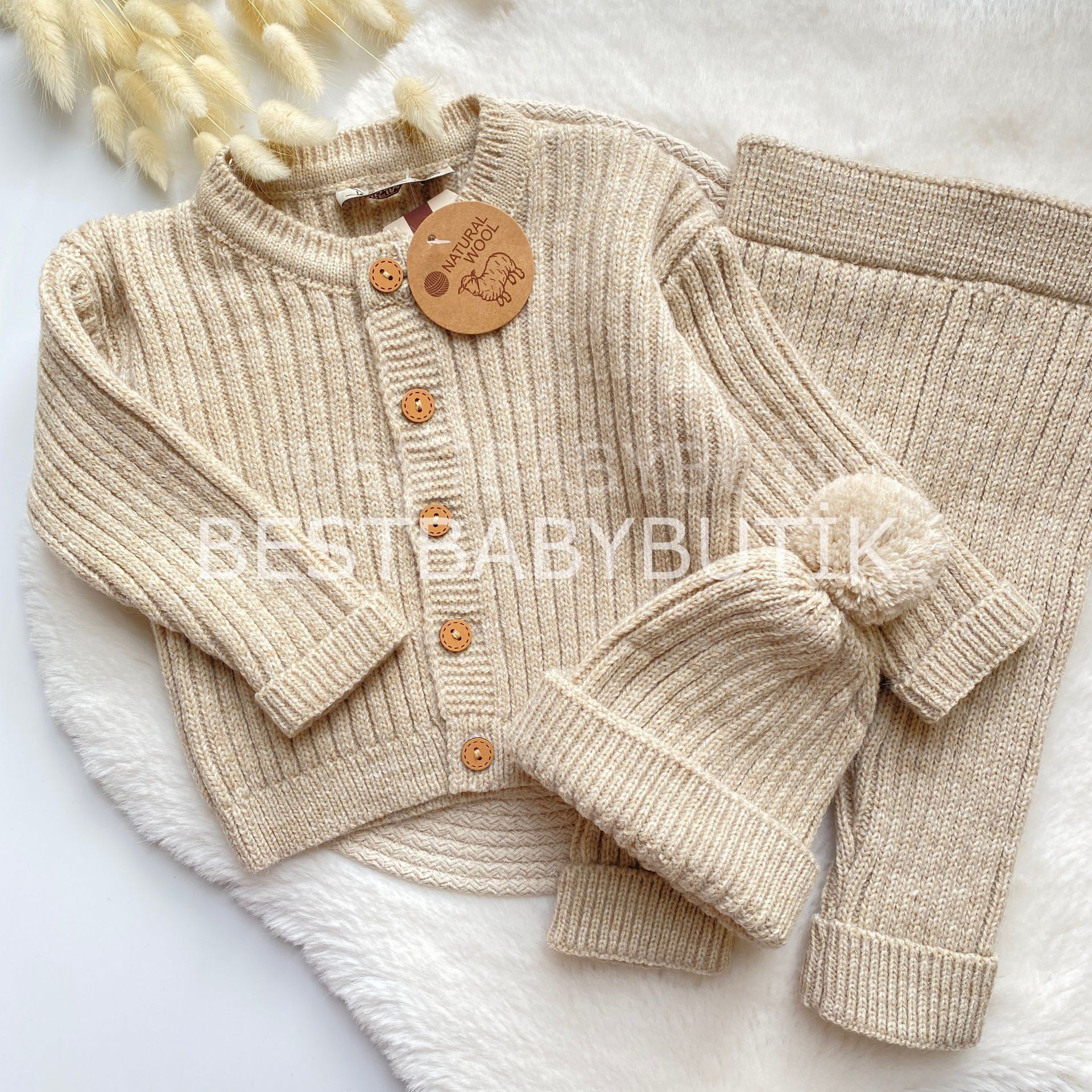 NATURAL WOOL 3 PARÇA TRİKO YÜN ÖRGÜ TAKIM ☃️