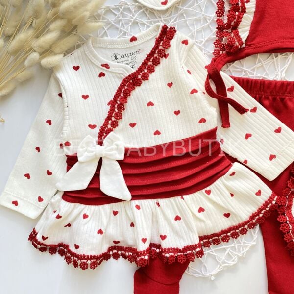 PREMIUM FİONA KALPLİ 5 PARÇA HASTANE ÇIKIŞI SETİ