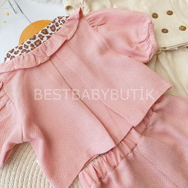 Leopar Desenli Önden Düğmeli Yumuşak 2’Li Takim 3-6 AY