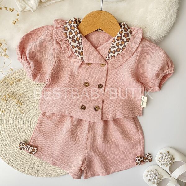 Leopar Desenli Önden Düğmeli Yumuşak 2’Li Takim