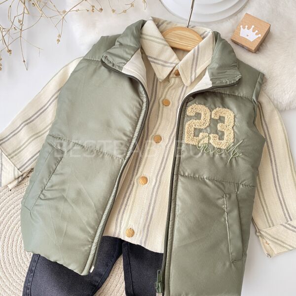 Premium 23 Panç Nakışlı Şişme Yelekli Ve Gömlekli 3’Lü Takım 12-18 AY