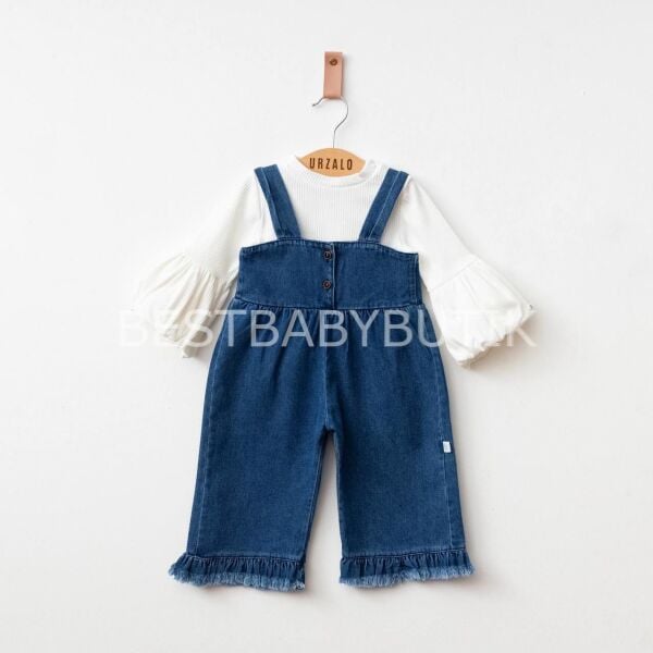 Premium Koleksiyon Balon Kol Detaylı Askılı Bol Paça Kot Tulum