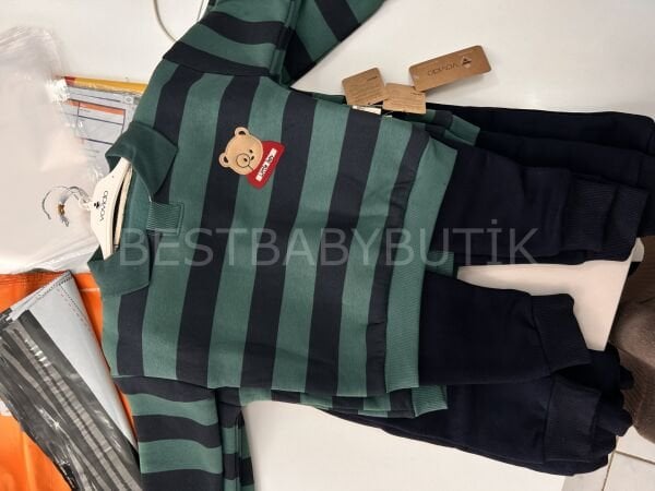 Ayıcık Baskılı Şardonlu Polo Yaka 2’Li Takım