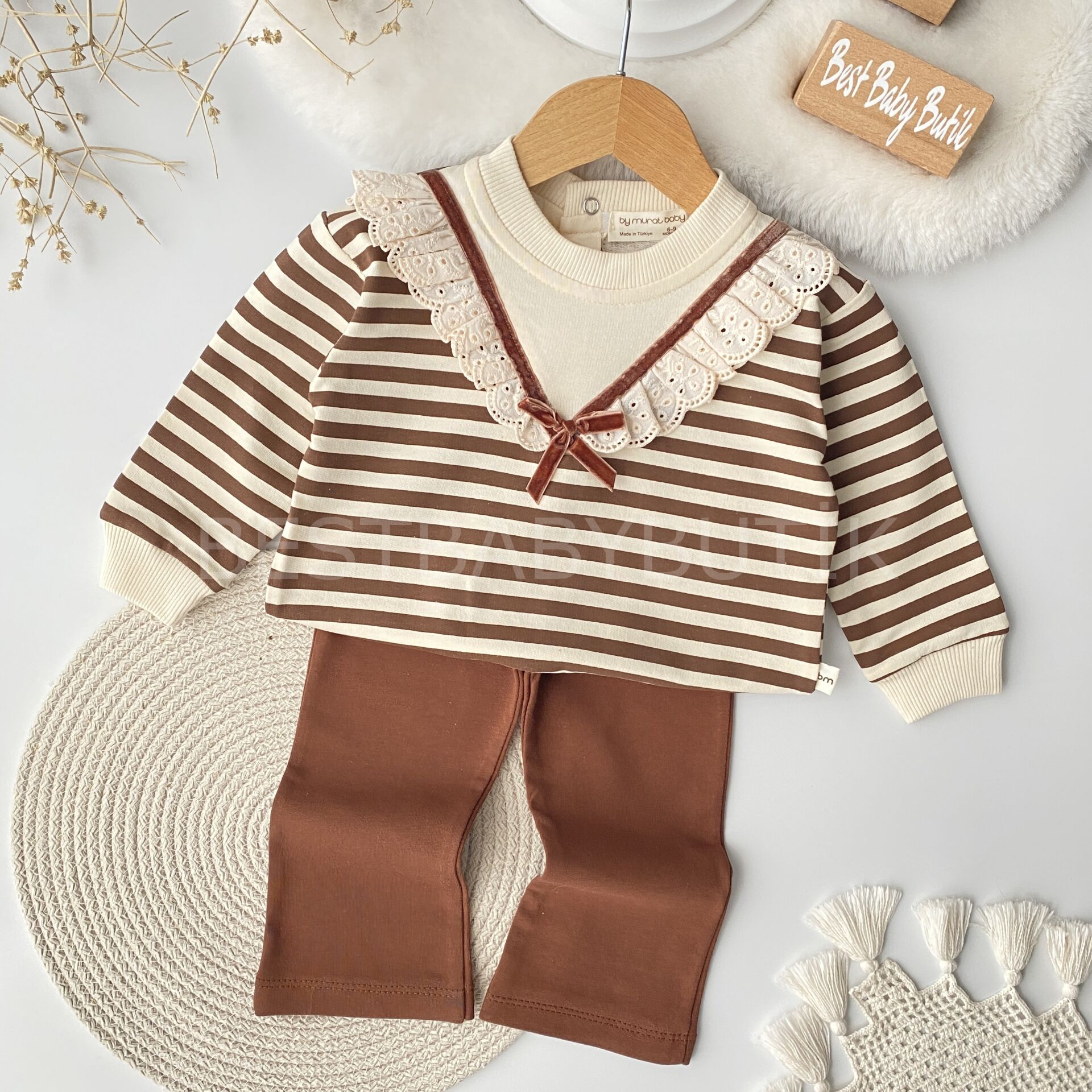 Çizgi Detaylı Kurdaleli İspanyol Paça Takım