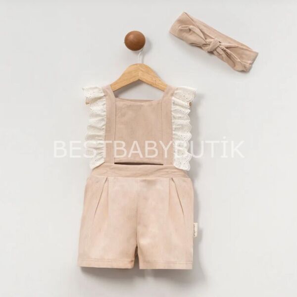 Fisto Detaylı Askılı Bandanalı Tulum Takımı 3-6 AY