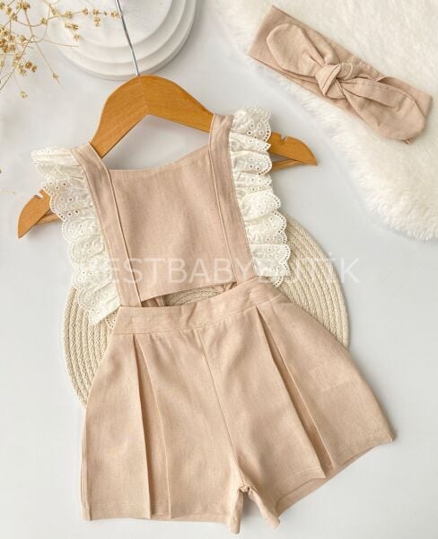 Fisto Detaylı Askılı Bandanalı Tulum Takımı