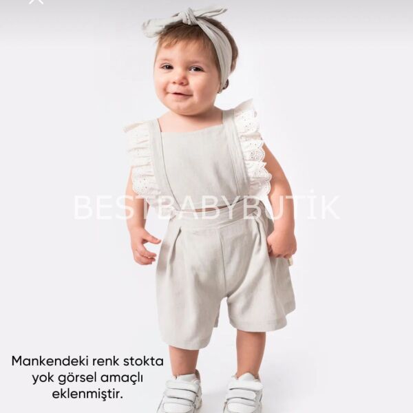Fisto Detaylı Askılı Bandanalı Tulum Takımı 3-6 AY