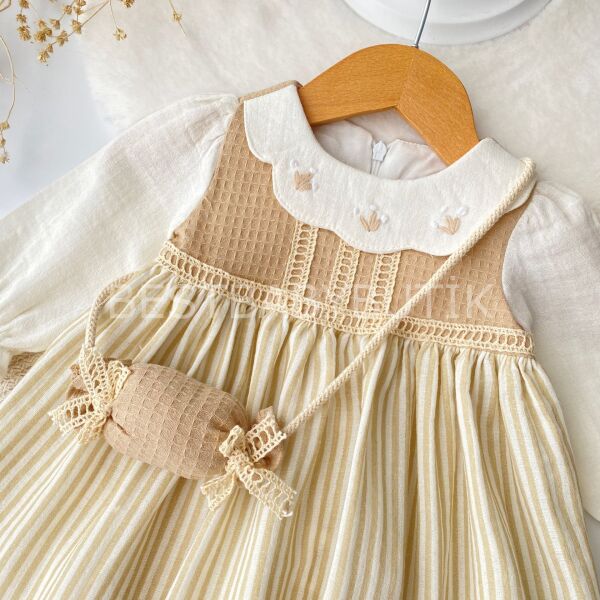 Meva Bayramlık Şeker Çantalı Müslin Elbise