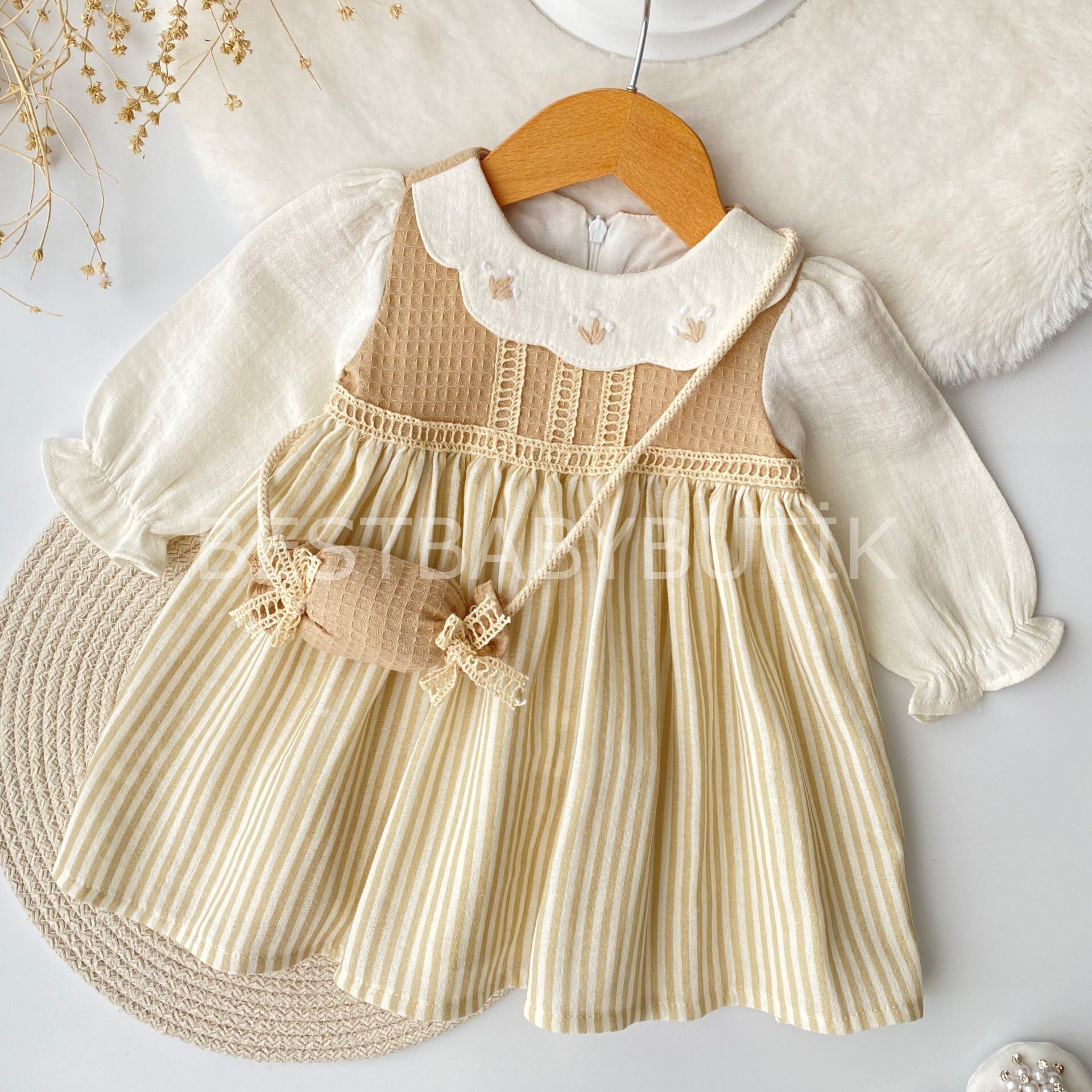 Meva Bayramlık Şeker Çantalı Müslin Elbise 6-9 AY