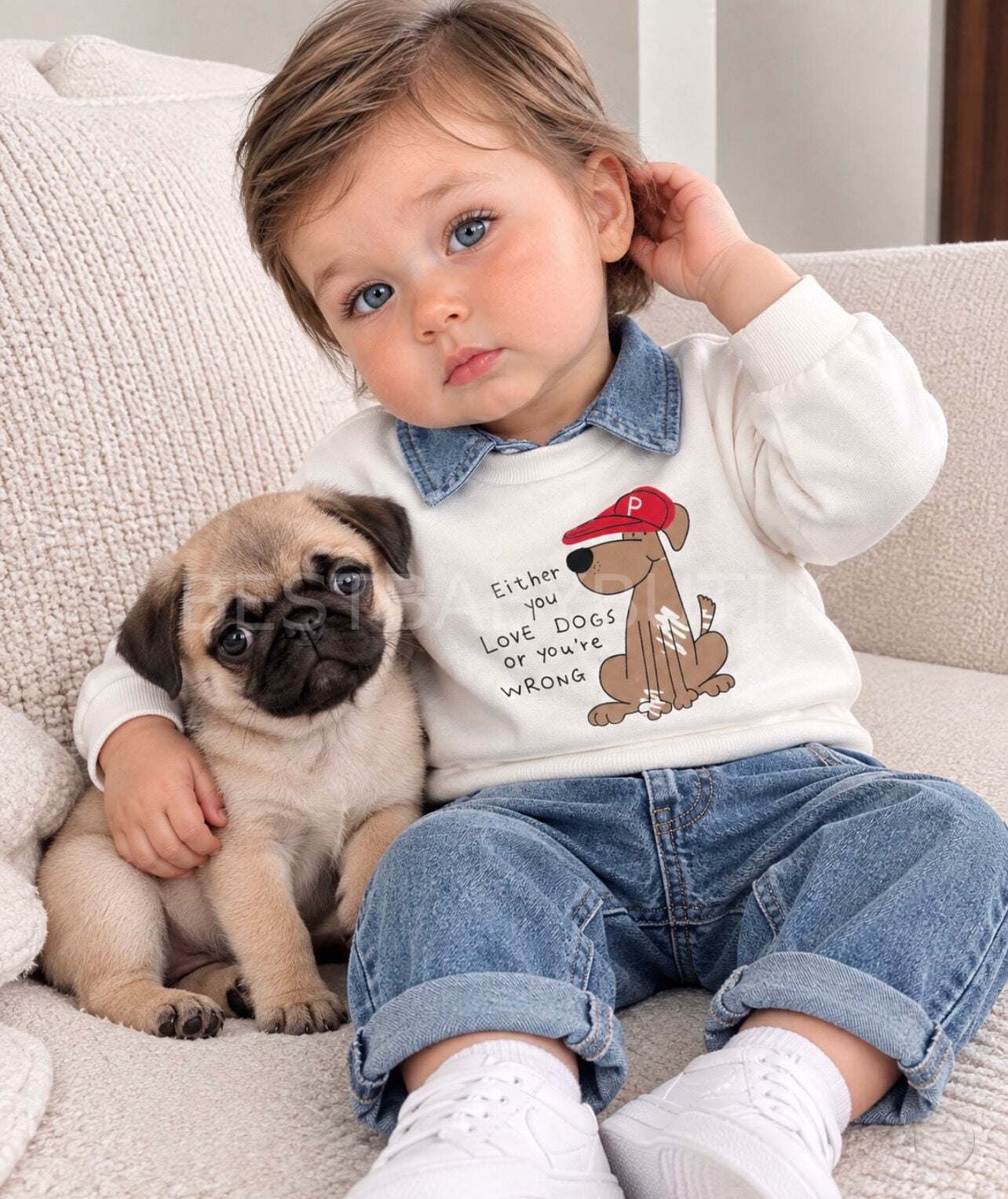 TAK-ÇIKAR Yaka Detaylı Sevimli Köpekli 3’Lü Takım 2-3 YAŞ