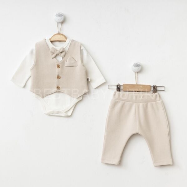 Premium Papyonlu Yelekli %100 Pamuk 3’Lü Takım- MEVLÜT TAKIMI