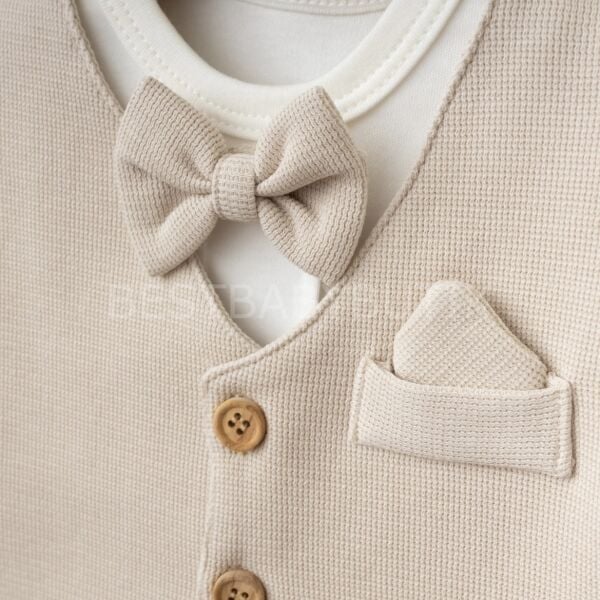 Premium Papyonlu Yelekli %100 Pamuk 3’Lü Takım- MEVLÜT TAKIMI