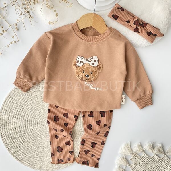 Leopar Desenli Bandanalı 3’Lü Alt Üst Takım