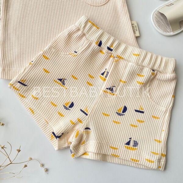 Deniz Detaylı Waffle Mini Cepli 2’Li Takım 9-12 AY