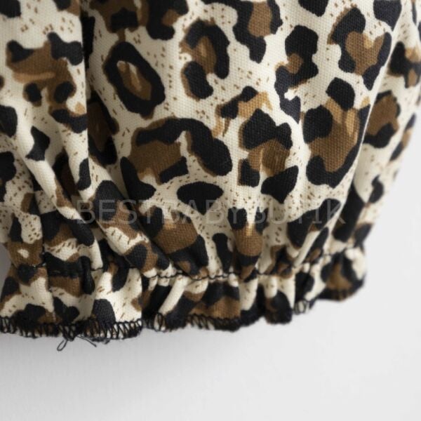 Leopar Detaylı Bebe Yaka Bandanalı Robalı Tulum