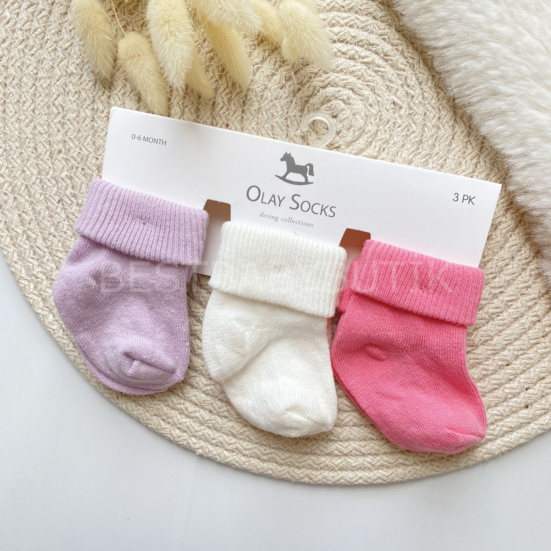 OLAY FİTİLLİ 3’LÜ BEBEK ÇORAP (0-6 AY)
