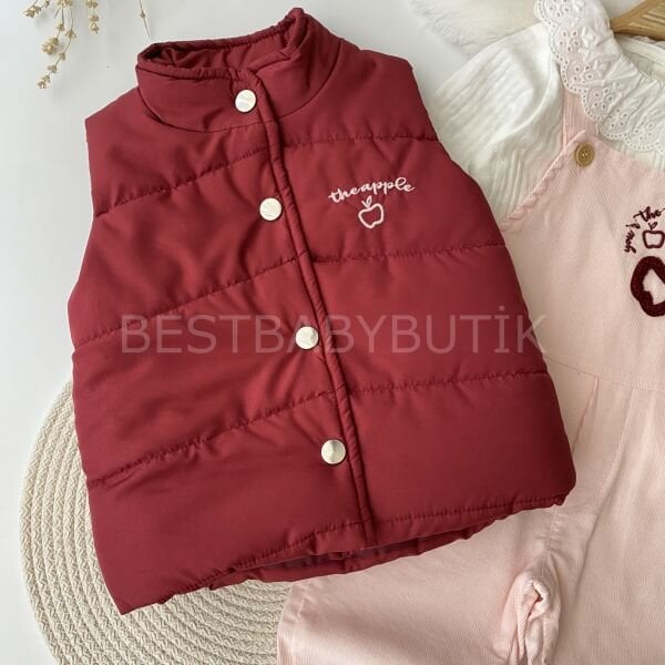 Theapple Premium Kadife Tulumlu Müslin Gömlek Ve Şişme Yelekli 3’Lü Takım