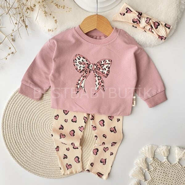 Leopar Desenli Bandanalı 3’Lü Alt Üst Takım