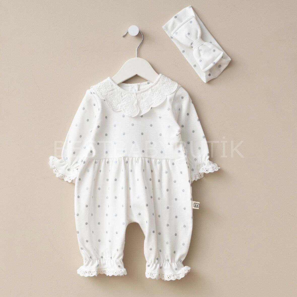 Premium Simli Benekli Fisto Yakalı Bandanalı Tulum