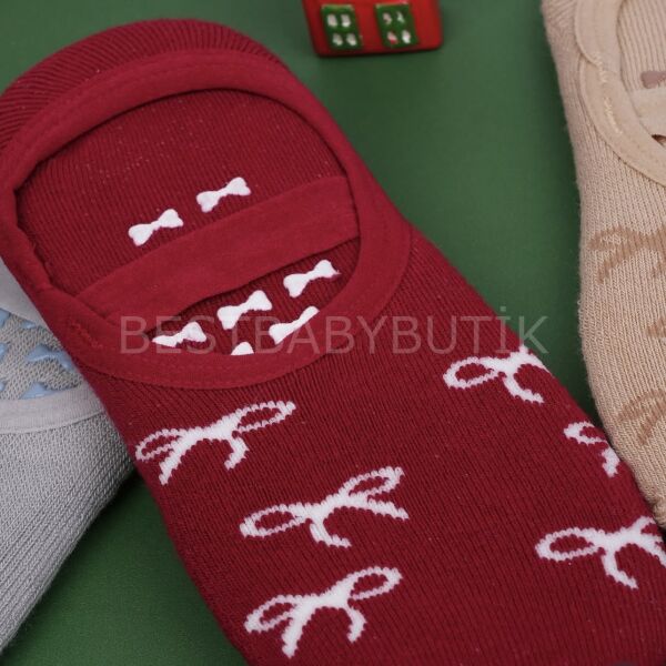 Termal Kaymaz Taban Babet Çorap-BORDO 1/2 YAŞ