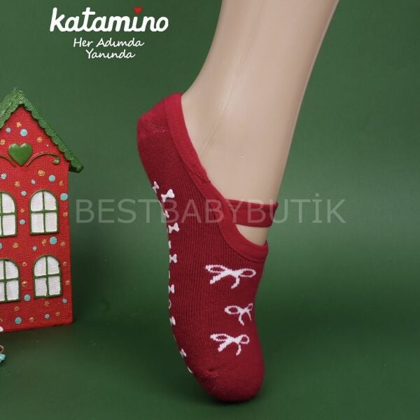 Termal Kaymaz Taban Babet Çorap-BORDO 1/2 YAŞ