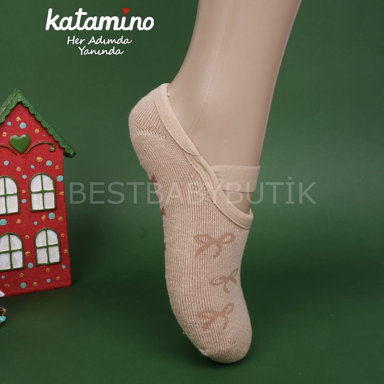 Termal Kaymaz Taban Babet Çorap-BEJ 1/2 YAŞ