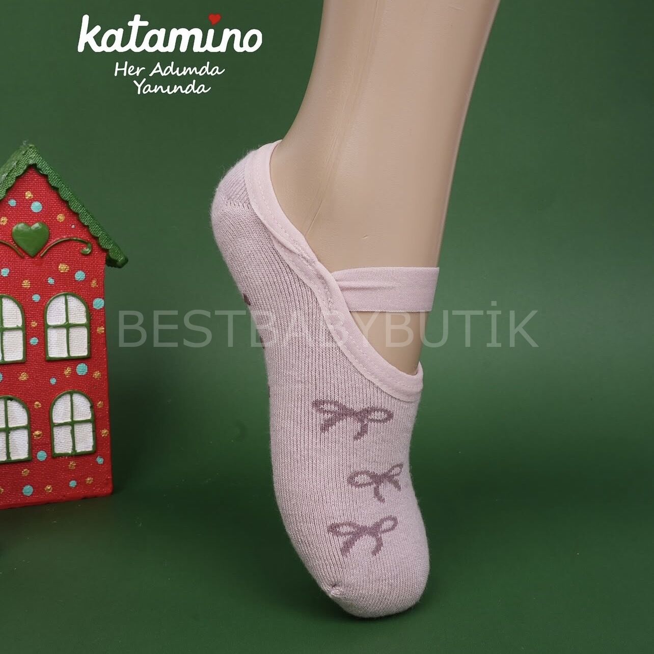 Termal Kaymaz Taban Babet Çorap-GÜL 1/2 YAŞ