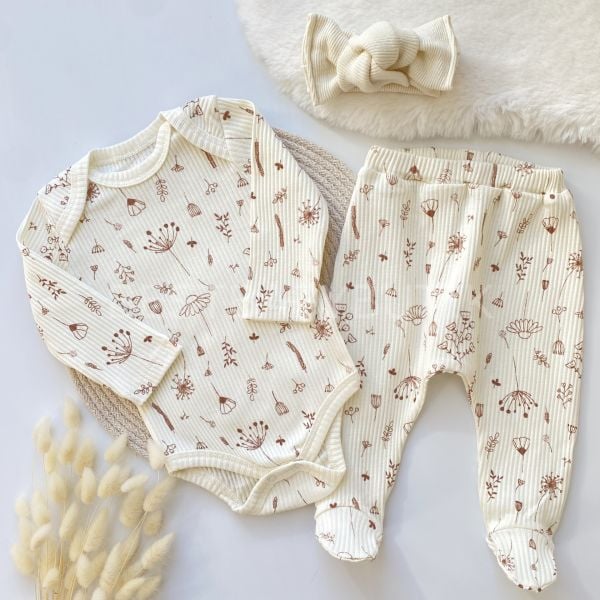 NATUREL ÇİÇEKLİ FİTİLLİ ALT ÜST TAKIM
