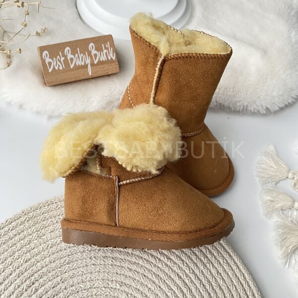 Kahve Düğmeli İçi Tüylü Süet Bot