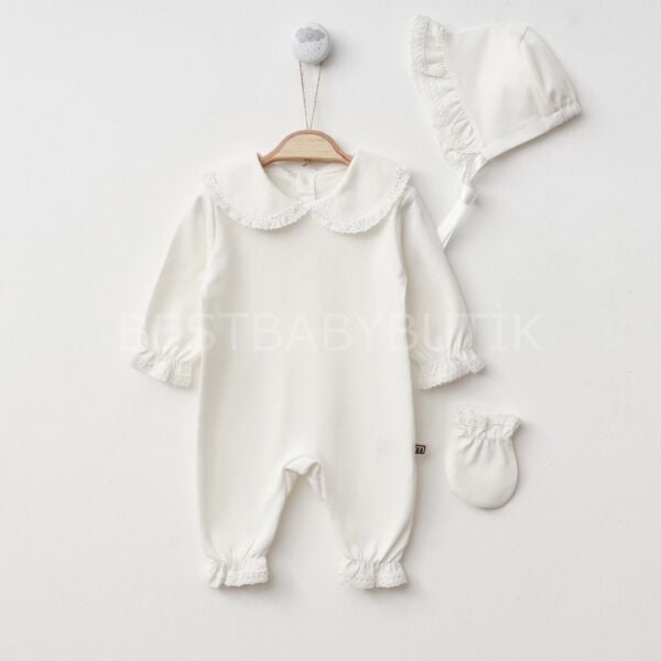 Premium Bebe Yaka Detaylı Bereli 3’Lü Tulum Seti