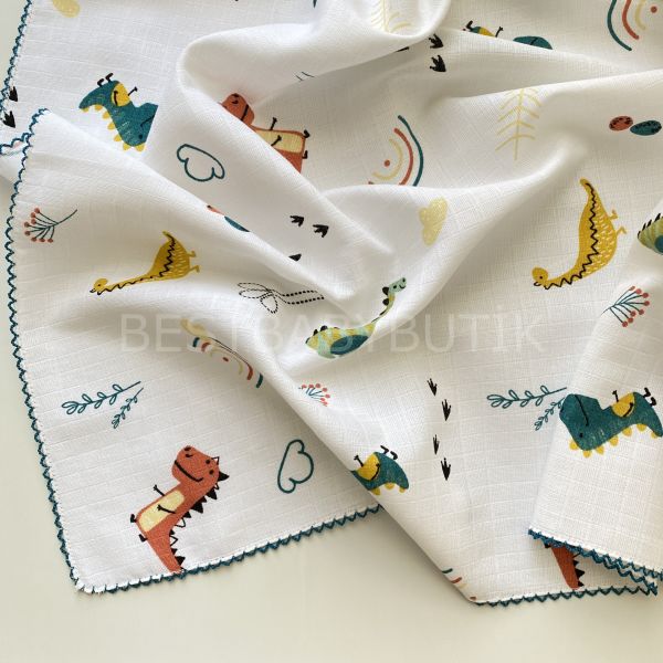 DİNAZOR DESENLİ MÜSLİN BATTANİYE 80x90 cm