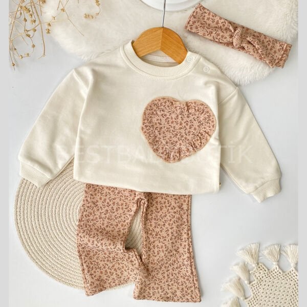 Çıtır Çiçekli İspanyol Paça Bandanalı 3’Lü Takım