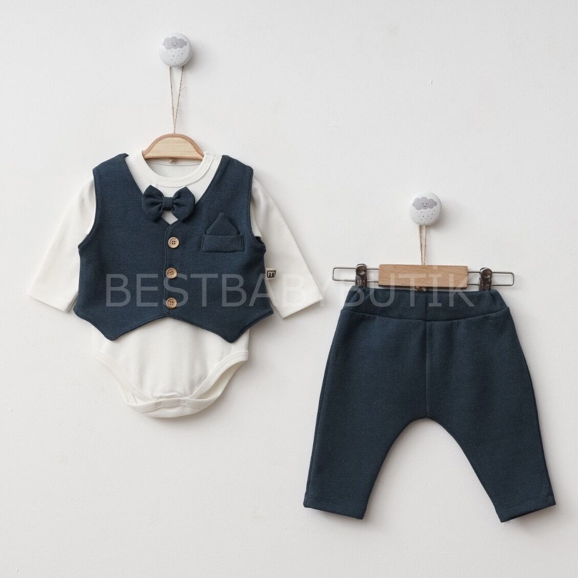 Premium Papyonlu Yelekli %100 Pamuk 3’Lü Takım- MEVLÜT TAKIMI