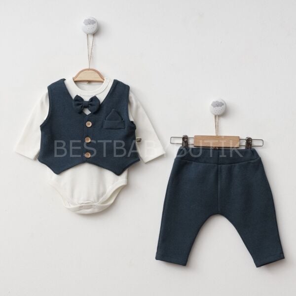 Premium Papyonlu Yelekli %100 Pamuk 3’Lü Takım- MEVLÜT TAKIMI